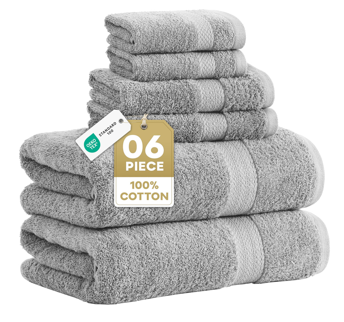 LANE LINEN Bath Towel Set Absorbent Quick Dry 100% Cotton 6 Piece - Navy