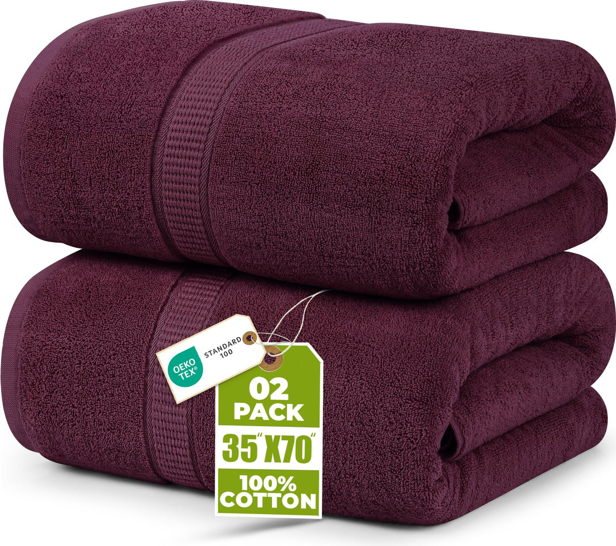 Utopia Towels Jumbo Bath Sheets, 2 Pack, 35x70 in, 600 GSM Cotton, White