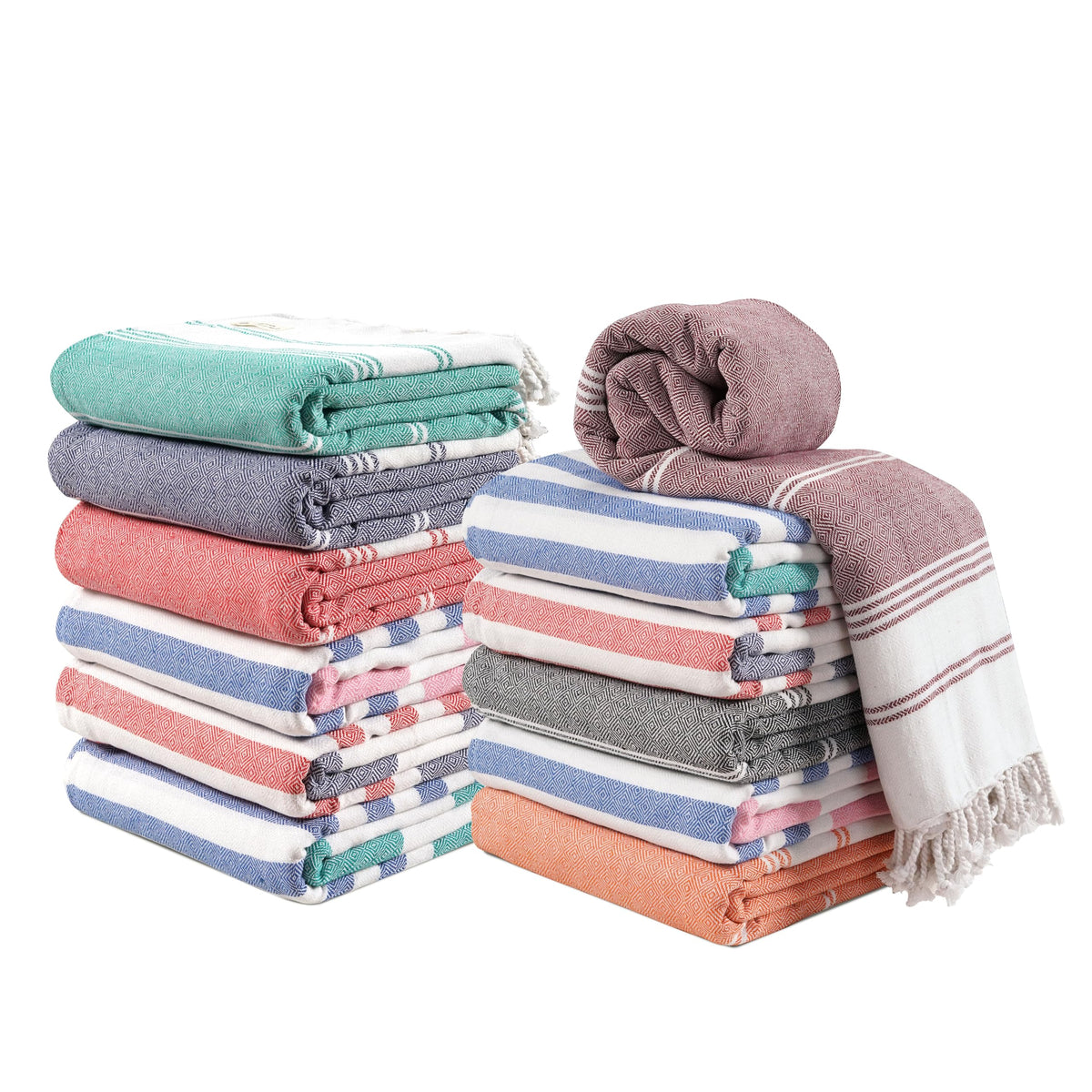 LANE LINEN Turkish Towels 6 Pcs, Beach Towels Oversized, Soft - Beach Party