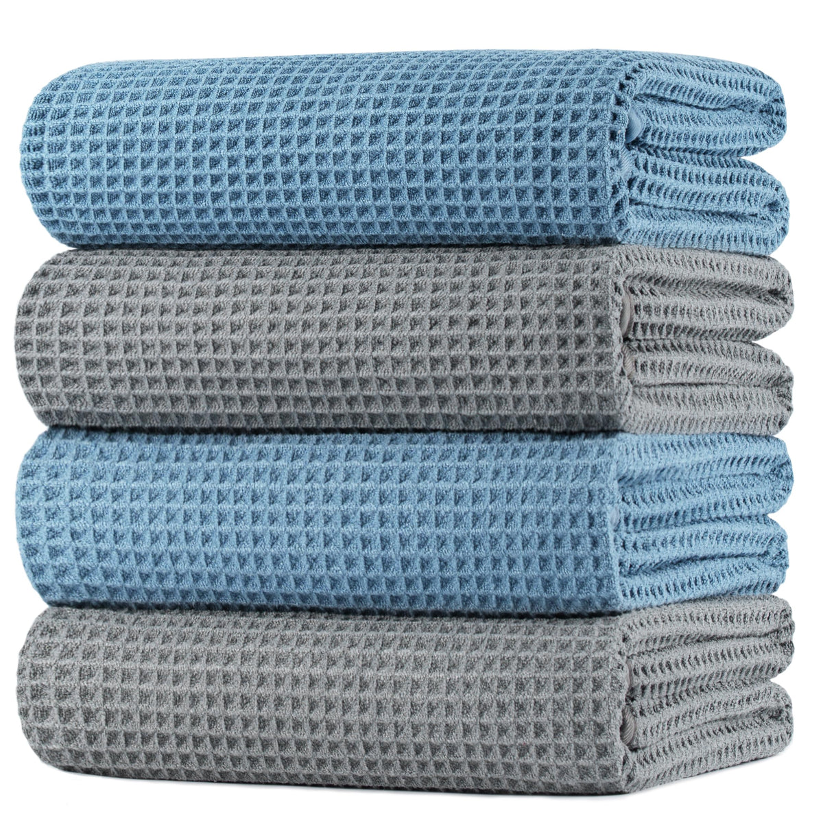 POLYTE 430 GSM Poly Blend Microfiber Quick Dry Waffle Bath Towel, 30x60 in