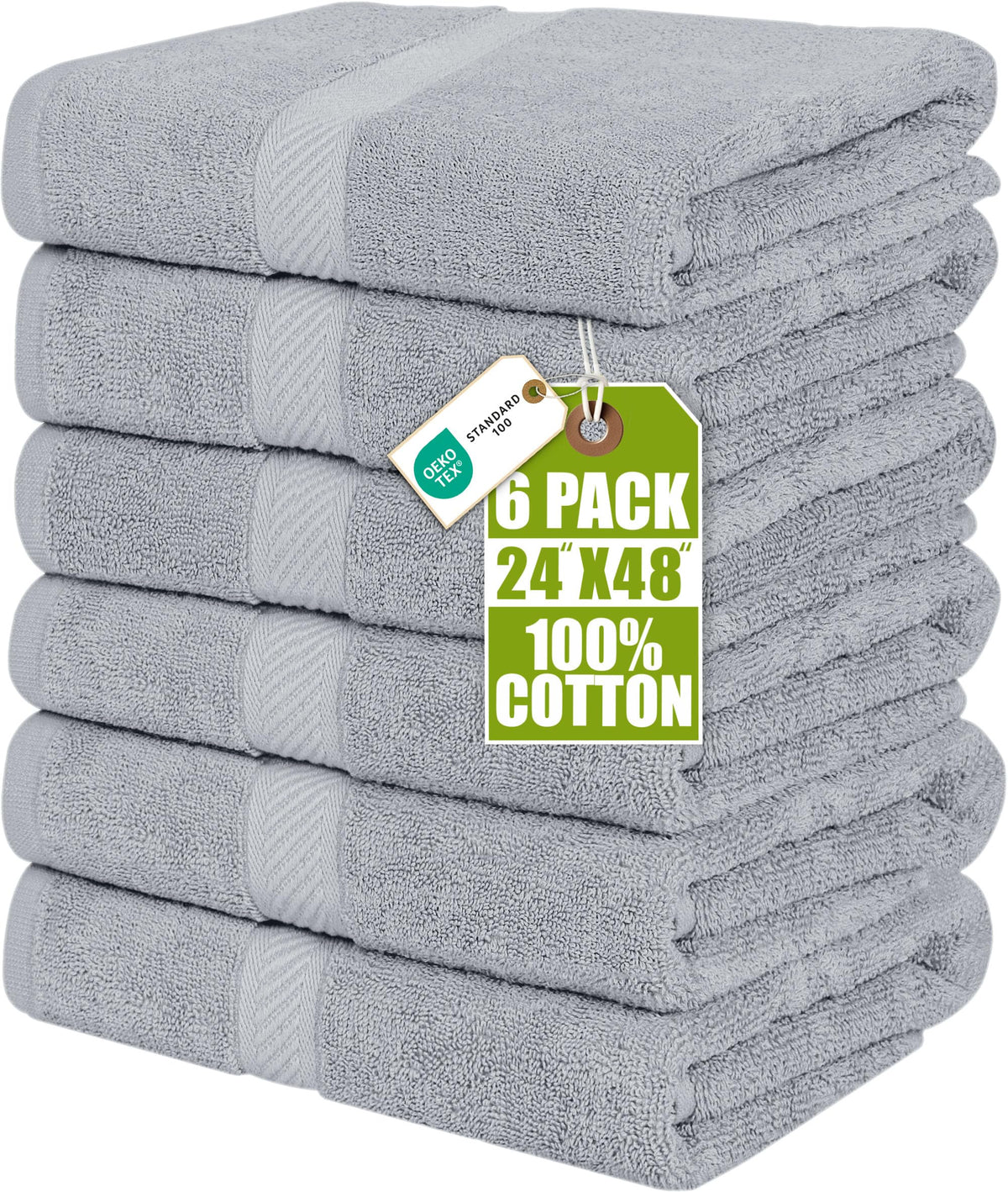 Utopia Towels 6 Pack Medium Bath Towels, 24x48 in, 500 GSM Cotton, White
