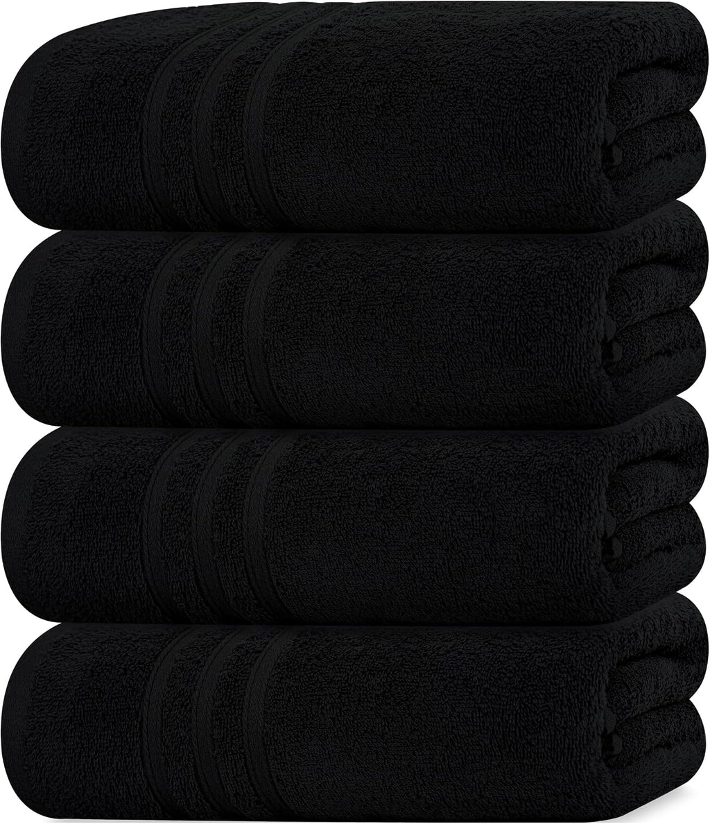 Tens Towels 4 Piece Bath Towels 27x54 Inches, Black