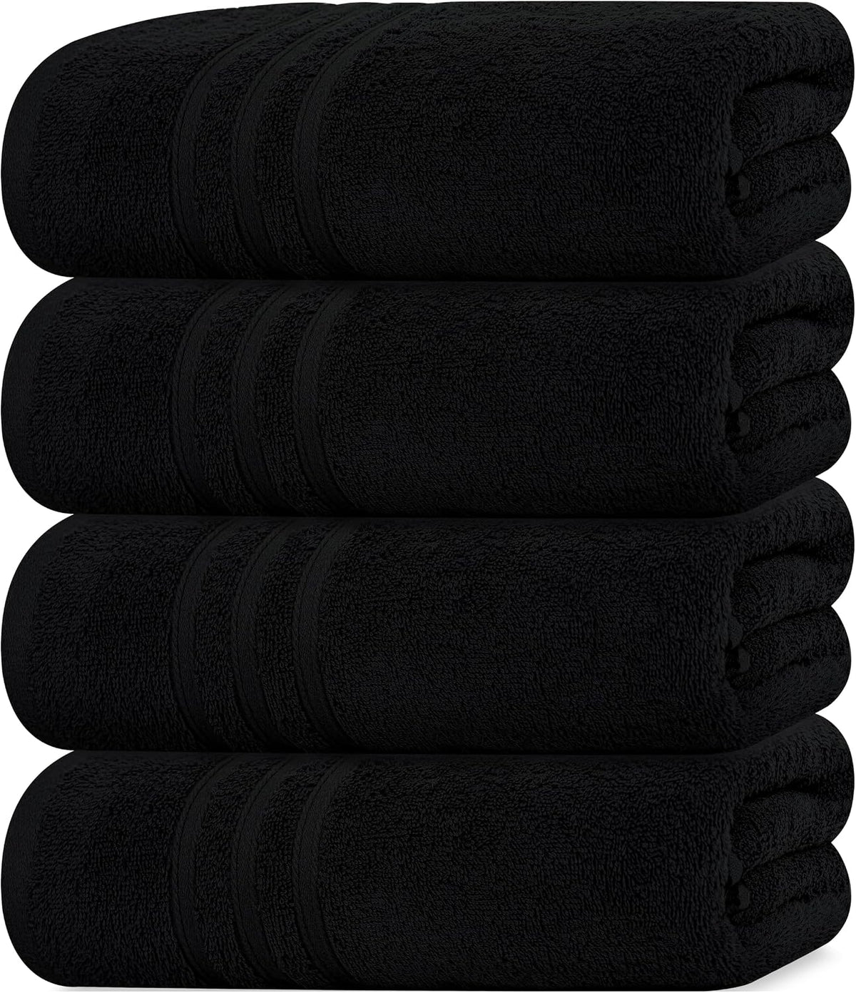 Tens Towels 4 Piece Bath Towels 27x54 Inches, Black