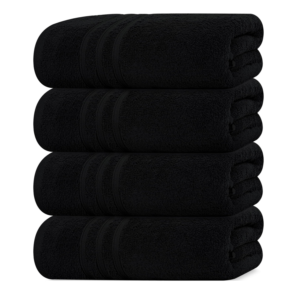 Tens Towels 4 Piece Bath Towels 27x54 Inches, Black