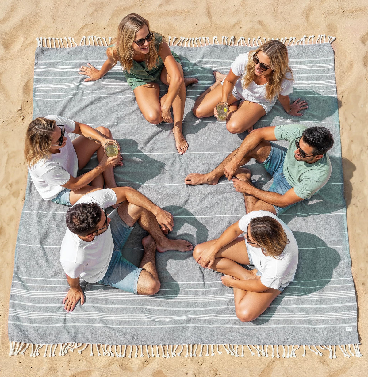 LANE LINEN Turkish Towels 6 Pcs, Beach Towels Oversized, Soft - Beach Party