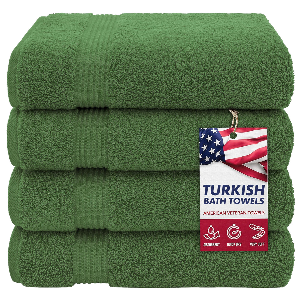 American Veteran Towel, 100% Cotton Turkish Bath Towels for Bathroom 4 Pack, 27x54 Extra Large Premium Soft Drying Bathroom Towels, Navy Blue