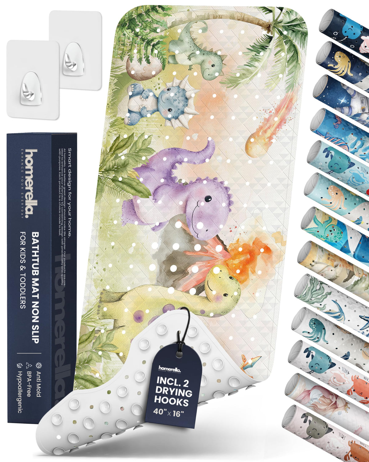 homerella Bathtub Mat Non Slip Kids 40x16 Baby Bath Mat Non Slip Anti Mold