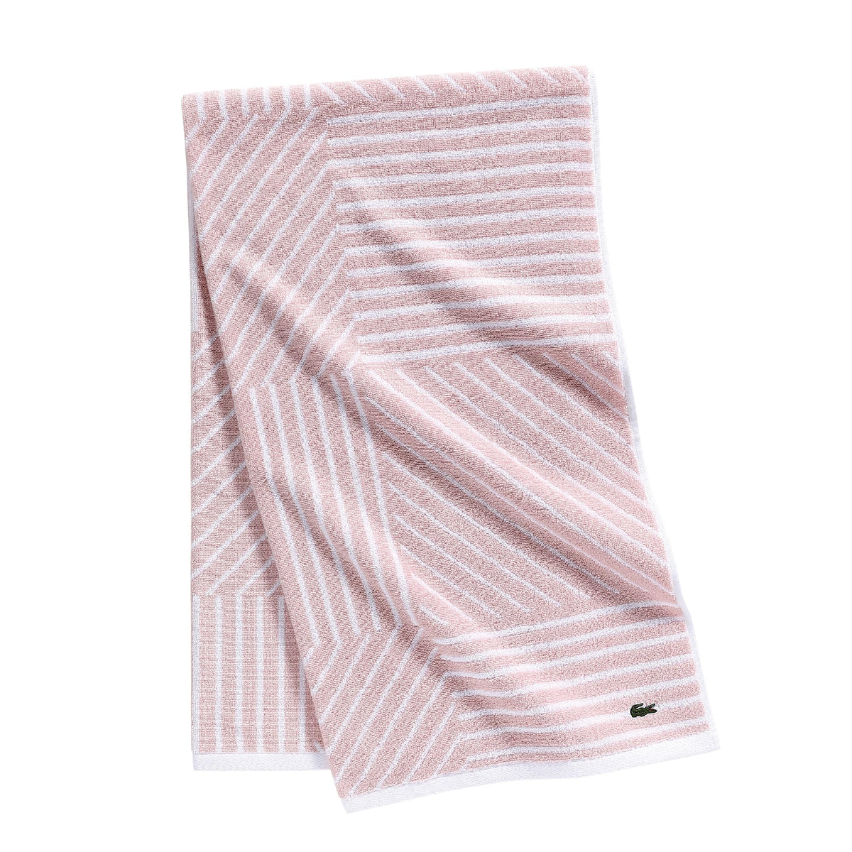 Lacoste Guethary Striped 100% Cotton Bath Towel, Meteorite, 30"x54"