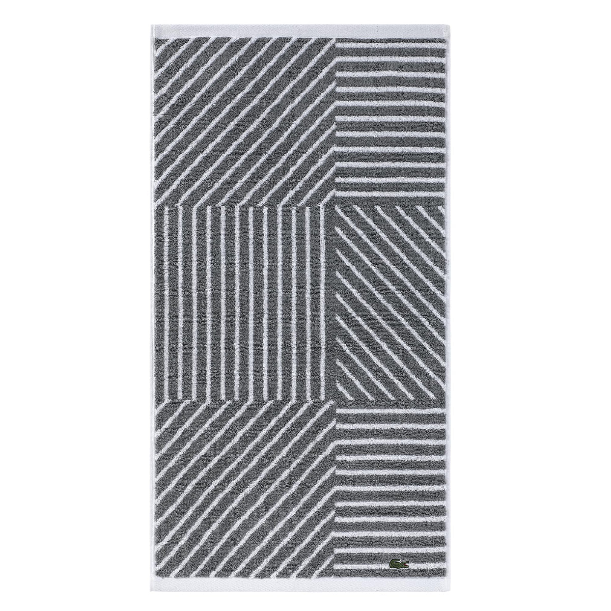 Lacoste Guethary Striped 100% Cotton Bath Towel, Meteorite, 30"x54"