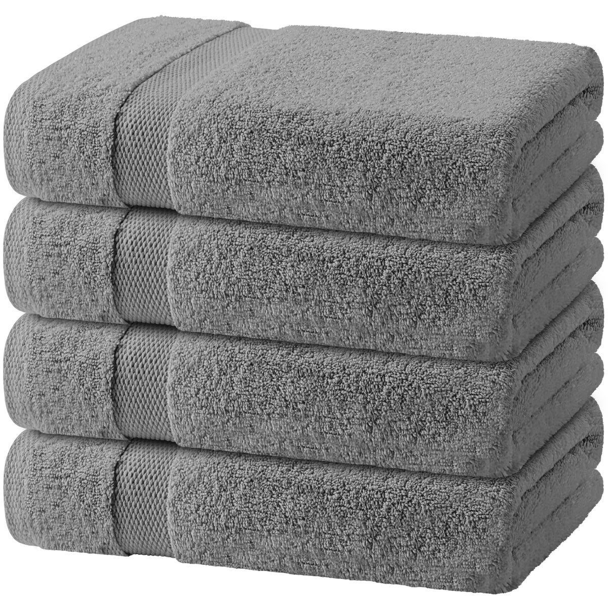 Wealuxe White Bath Towels Set of 4 — 27 x 54 Inch, 100% Ring Spun Cotton 650GSM, Extra Absorbent, Soft White Towels for Bathroom, Shower, Hotel, Spa
