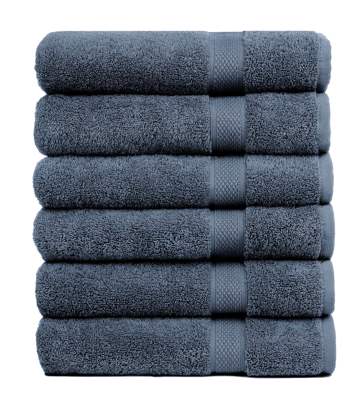 Pleasant Home Bath Towels Set of 6 (24” x 50”) 100% Cotton, Gray