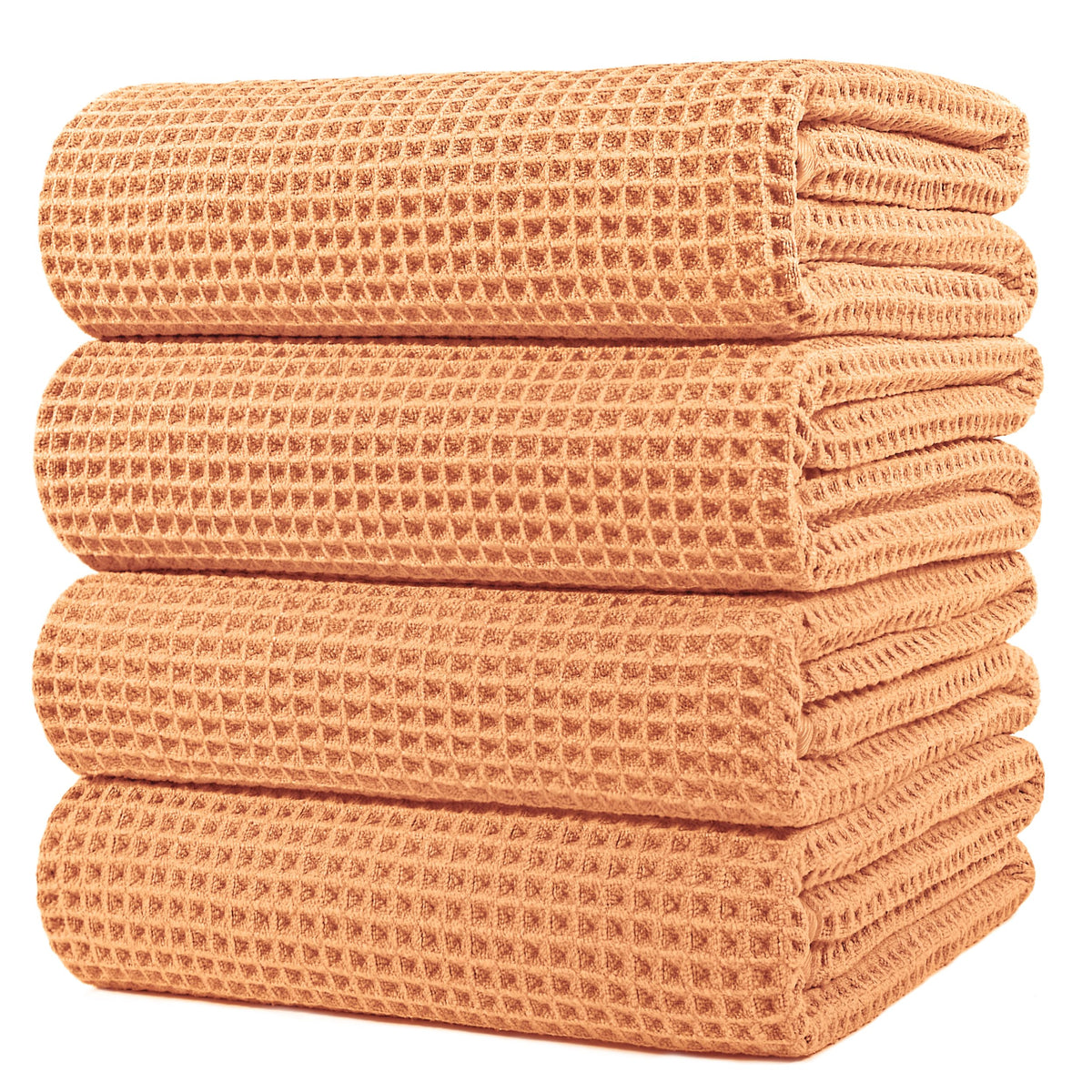 POLYTE 430 GSM Poly Blend Microfiber Quick Dry Waffle Bath Towel, 30x60 in