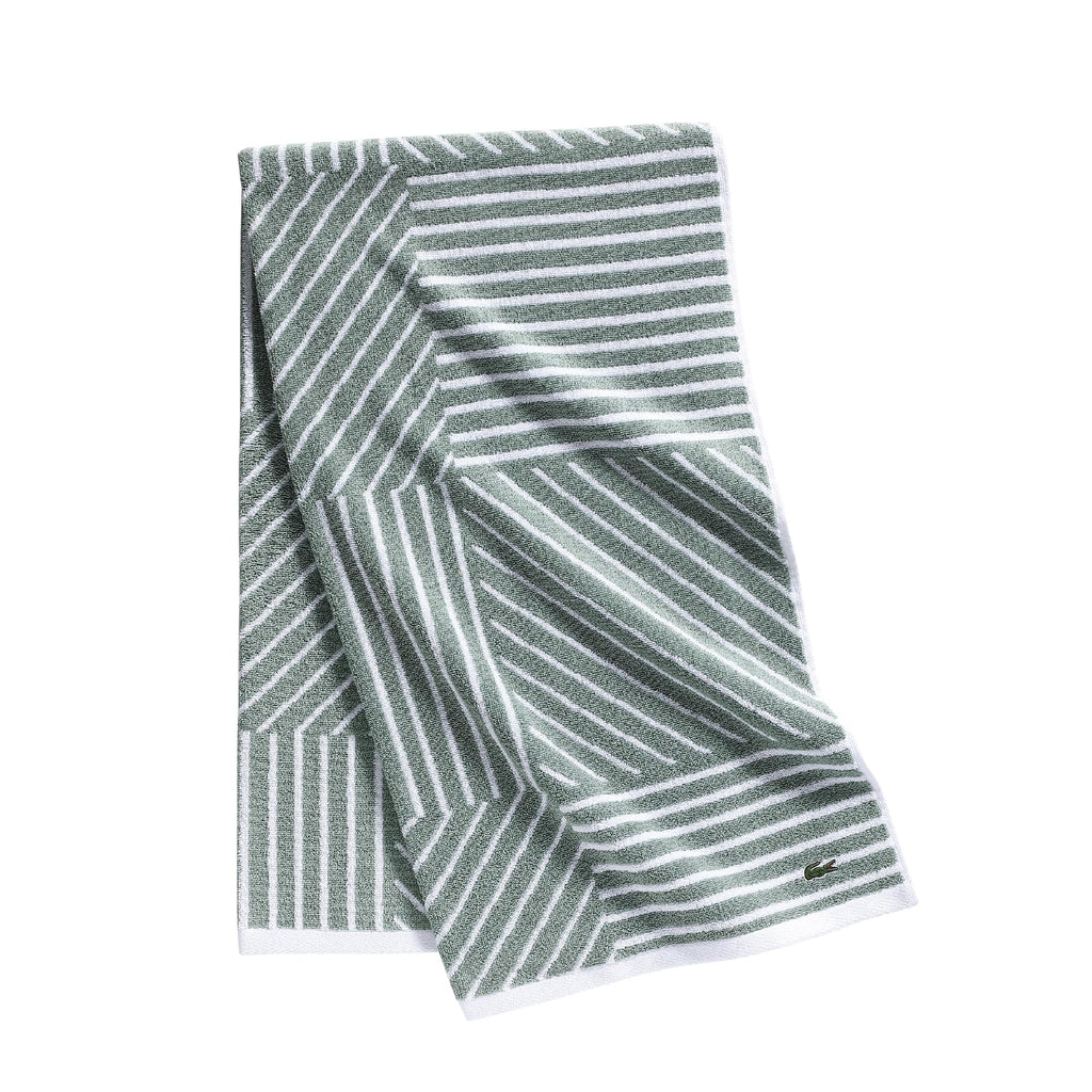 Lacoste Guethary Striped 100% Cotton Bath Towel, Meteorite, 30"x54"