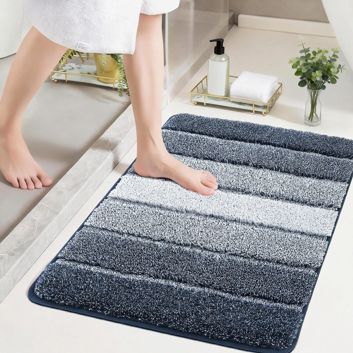 COSY HOMEER Bathroom Rugs 24x17,Ultra Soft Absorbent Bath Mat,Grey