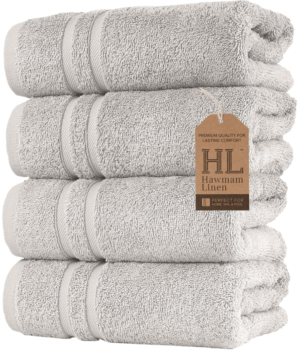 Hawmam Linen White Bath Towels 4 Pack 27 x 54 Inches 100% Turkish Cotton Soft Lightweight and Highly Absorbent Quick Drying Towels, Premium Quality Perfect for Daily Use