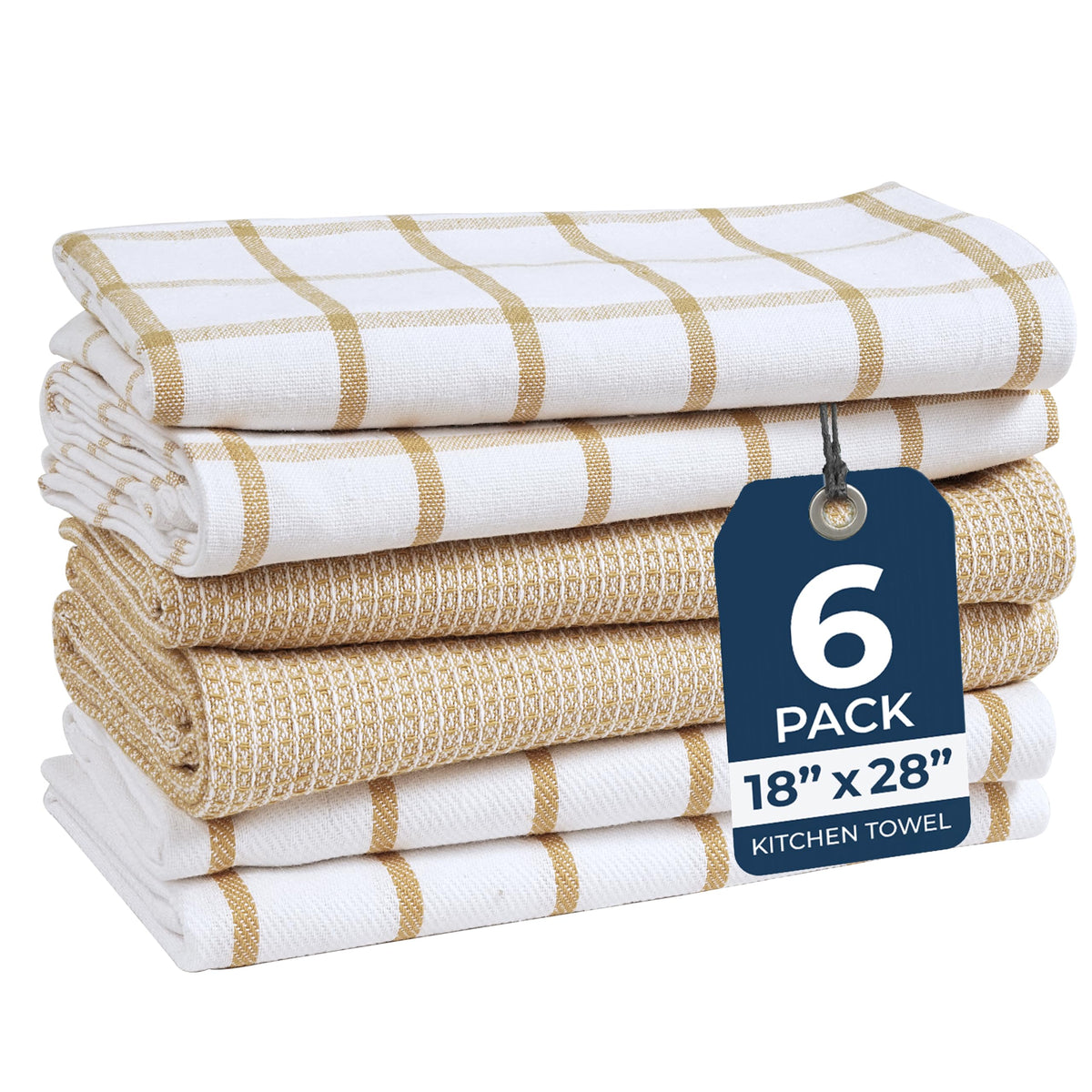 LANE LINEN Dish Towels for Kitchen 100% Cotton Tightly Woven 6 Pack - Olive