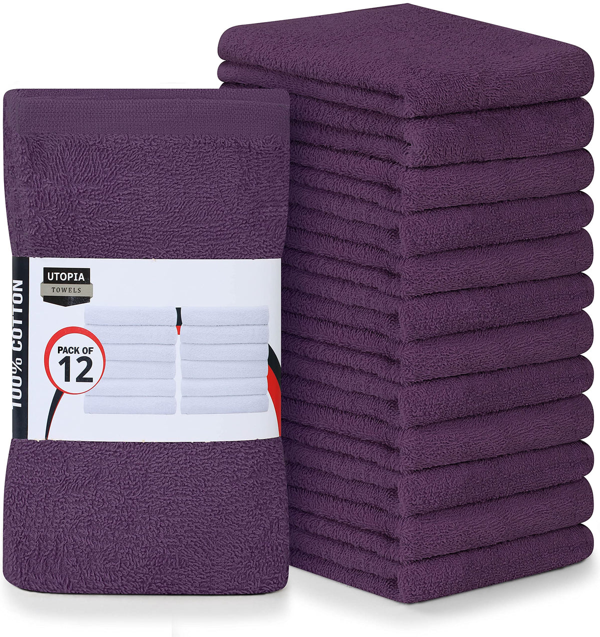 Utopia Towels Kitchen Bar Mops, Pack of 12, 16x19 in, 100% Cotton, Black