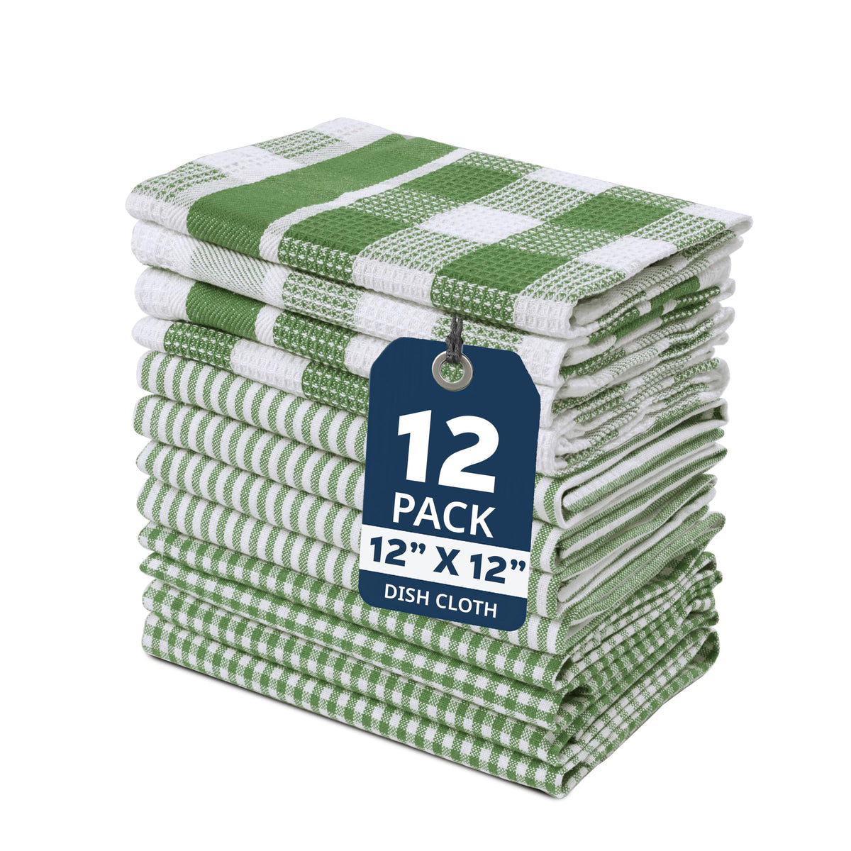 LANE LINEN Dish Towels for Kitchen 100% Cotton Tightly Woven 6 Pack - Olive