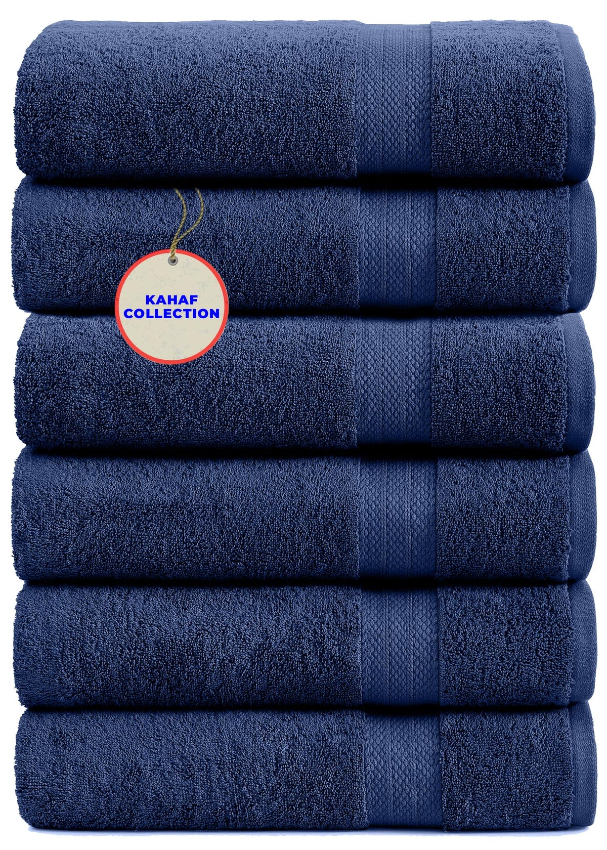 KAHAF COLLECTION 100% Cotton Bath Towel Set, White 24x48 Pack of 6 Towels, Quick Dry, Highly Absorbent, Soft Feel Towel, Gym, Spa, Bathroom, Shower, Pool, Luxury Soft Towels Light-Weight