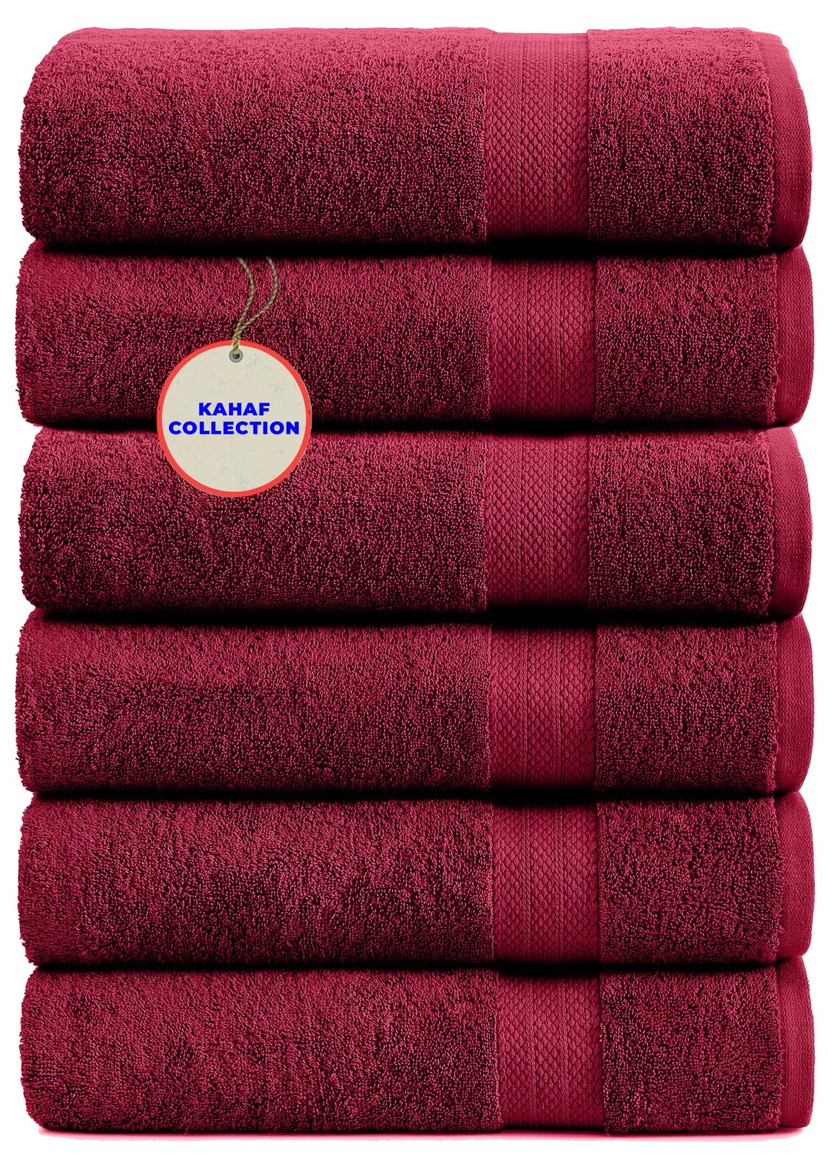 KAHAF COLLECTION 100% Cotton Bath Towel Set, White 24x48 Pack of 6 Towels, Quick Dry, Highly Absorbent, Soft Feel Towel, Gym, Spa, Bathroom, Shower, Pool, Luxury Soft Towels Light-Weight