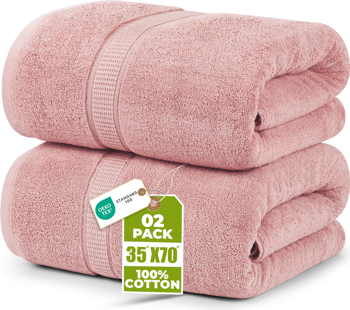 Utopia Towels Jumbo Bath Sheets, 2 Pack, 35x70 in, 600 GSM Cotton, White