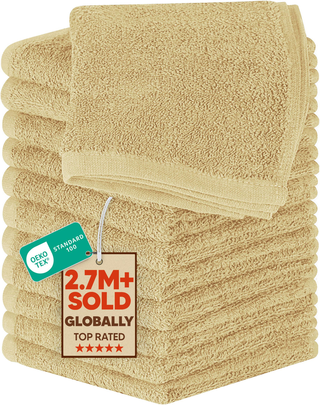 Utopia Towels 24 Pack Cotton Washcloths Set, 100% Ring Spun Cotton, Premium Quality Flannel Face Cloths, Highly Absorbent and Soft Feel Fingertip Towels, White
