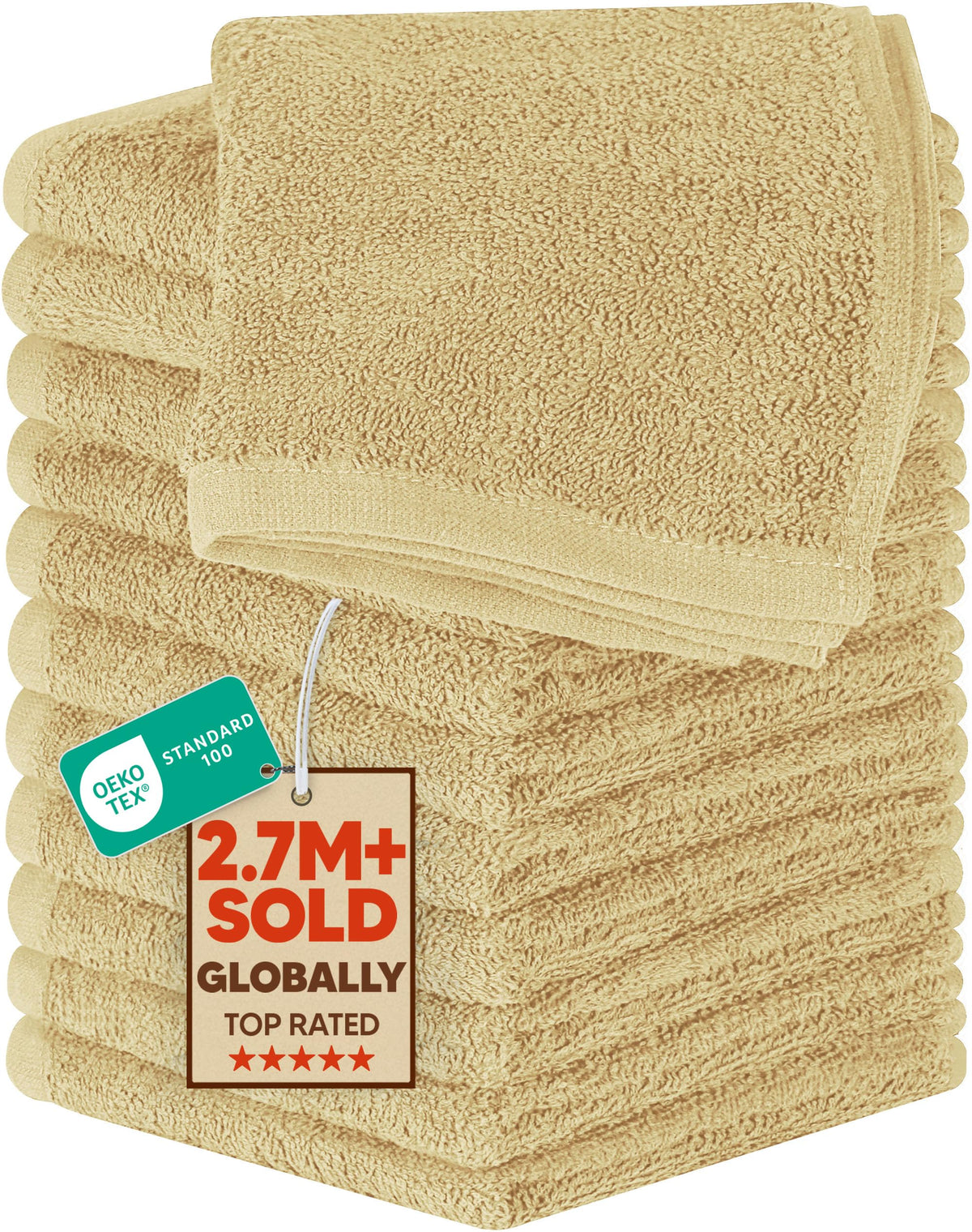 Utopia Towels 24 Pack Cotton Washcloths Set, 100% Ring Spun Cotton, Premium Quality Flannel Face Cloths, Highly Absorbent and Soft Feel Fingertip Towels, White
