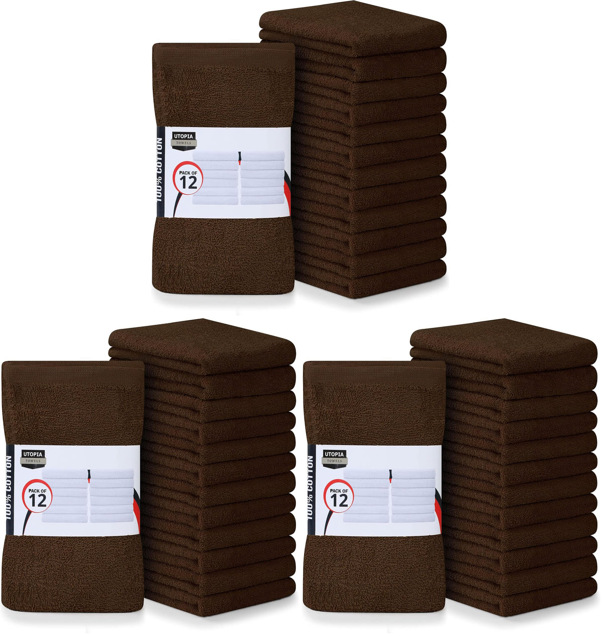Utopia Towels Kitchen Bar Mops, Pack of 12, 16x19 in, 100% Cotton, Black
