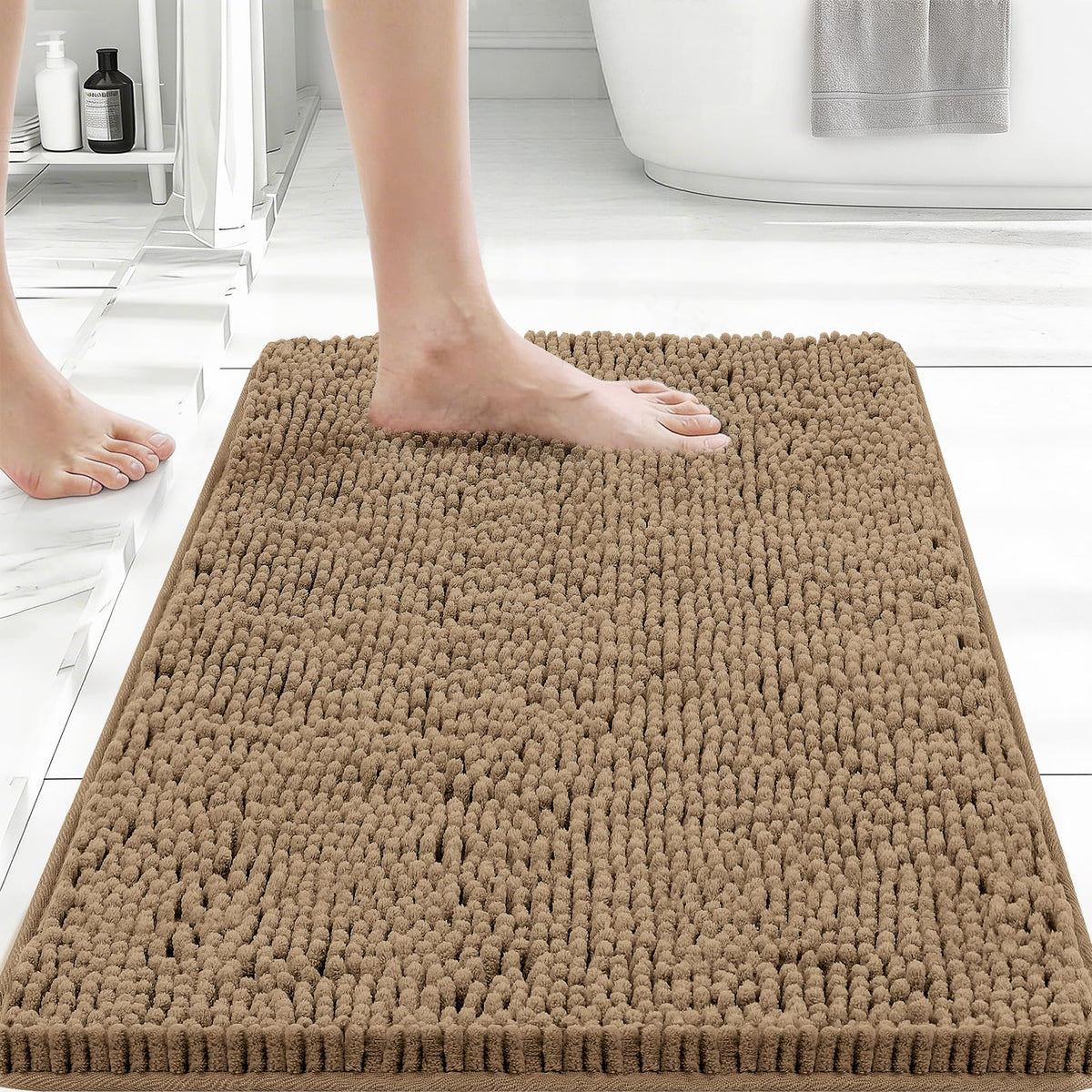 Bcoimo Small Bath Rug Mat,Sage Chenille High Absorbent Bathroom Floor Mats