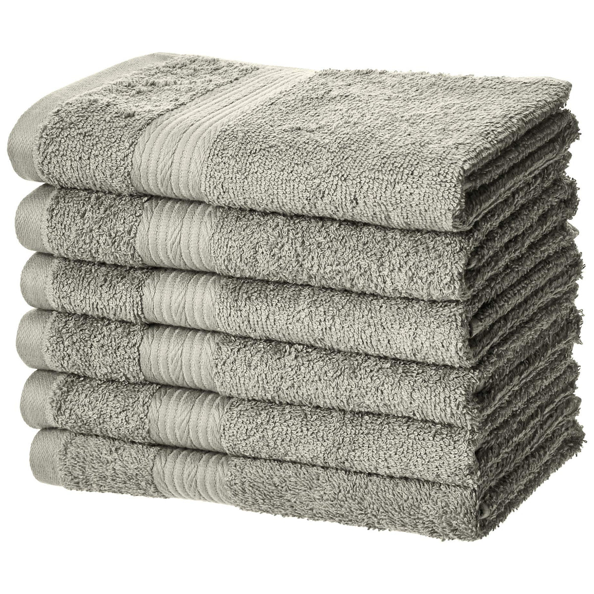 Amazon Basics 6-Piece Oversized Highly Absorbent Fade-Resistant Towel Set, 100% Cotton Towels for Bathroom, Soft, 2 Bath Towels, 2 Hand Towels, 2 Washcloths, White