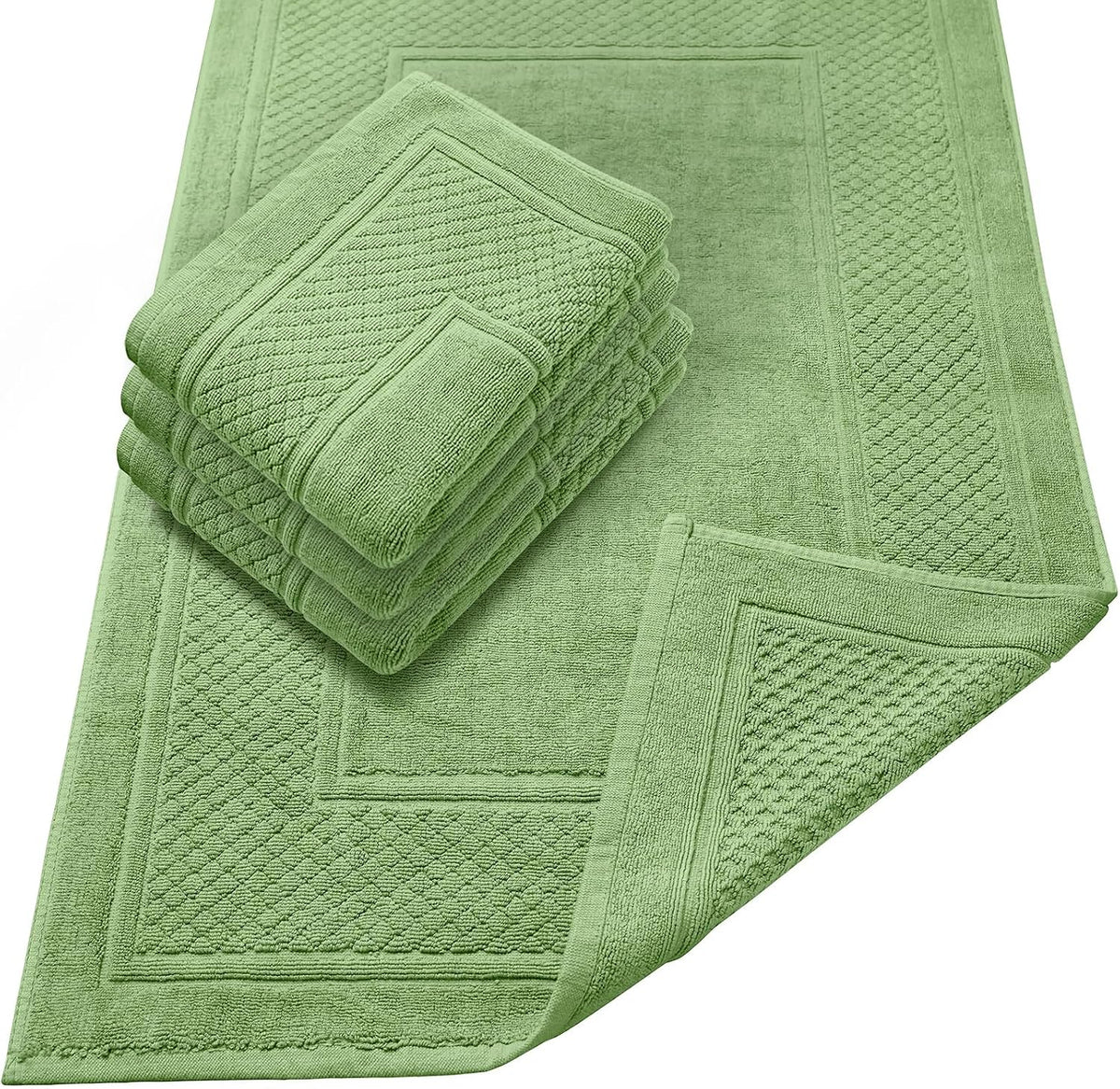 Avalon Towels Grey Bath Mat - 100% Cotton Set of 2 Absorbent Bathmat - Bathroom Mats Quick Dry Bath Mats for Bathrooms (22x34 Inches)