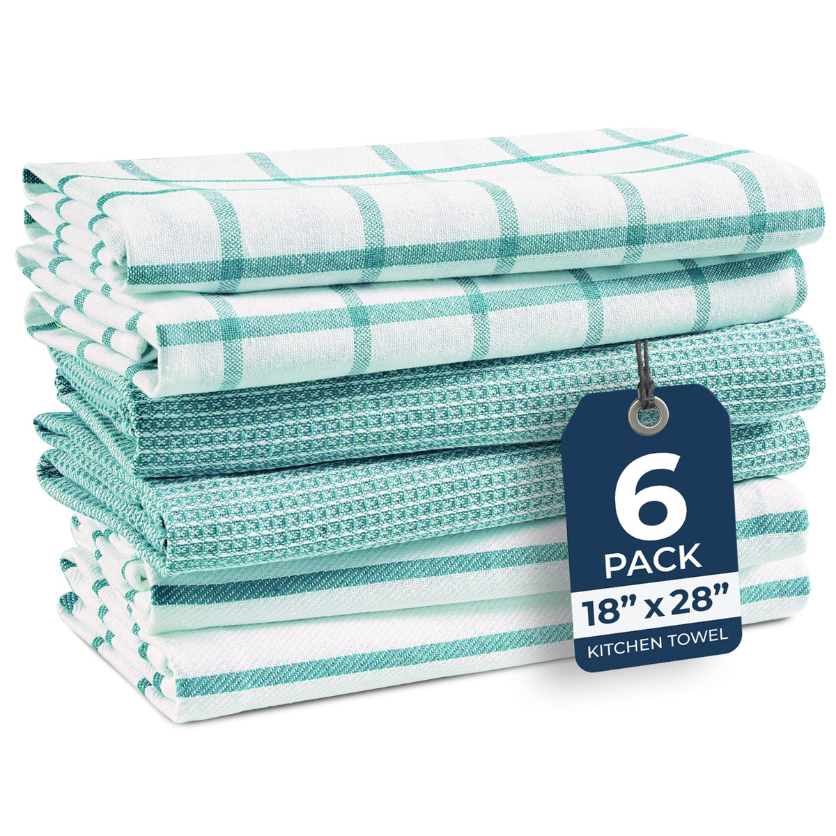 LANE LINEN Dish Towels for Kitchen 100% Cotton Tightly Woven 6 Pack - Olive