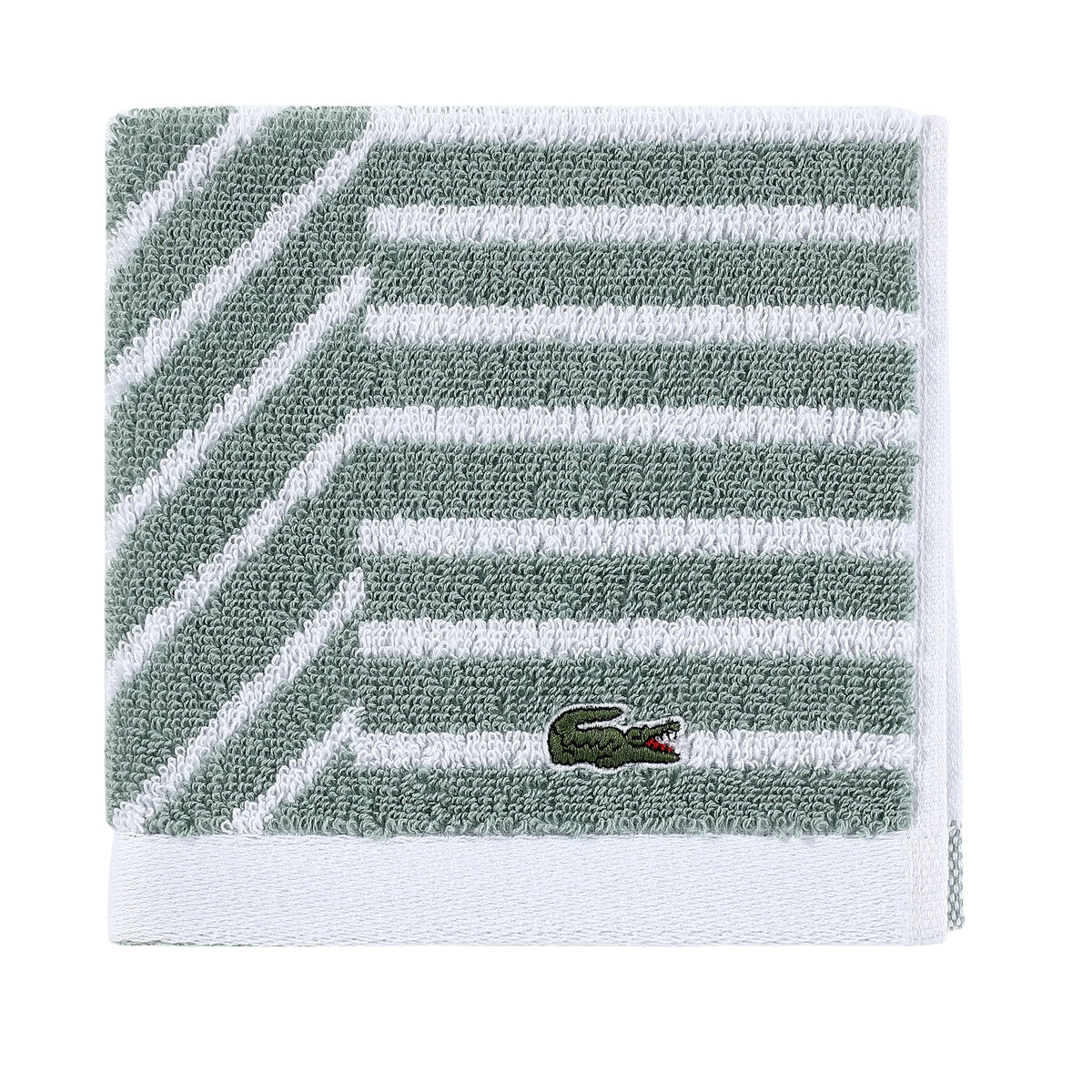 Lacoste Guethary Striped 100% Cotton Bath Towel, Meteorite, 30"x54"