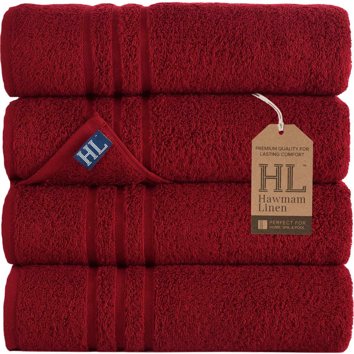 Hawmam Linen White Bath Towels 4 Pack 27 x 54 Inches 100% Turkish Cotton Soft Lightweight and Highly Absorbent Quick Drying Towels, Premium Quality Perfect for Daily Use