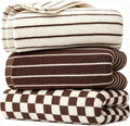 100% Cotton Striped Hand Towels Set, 3pcs Towels for Bathroom Brown