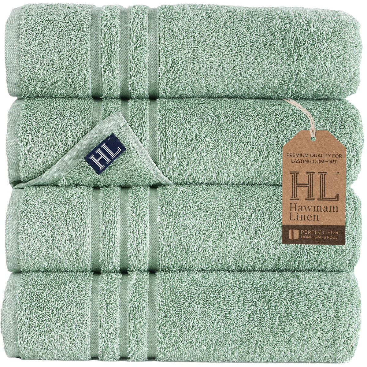 Hawmam Linen White Bath Towels 4 Pack 27 x 54 Inches 100% Turkish Cotton Soft Lightweight and Highly Absorbent Quick Drying Towels, Premium Quality Perfect for Daily Use