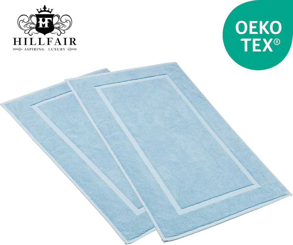 HILLFAIR 900 GSM 100% Cotton Floor Towels - 2 Piece Towels Set - Ocean Blue