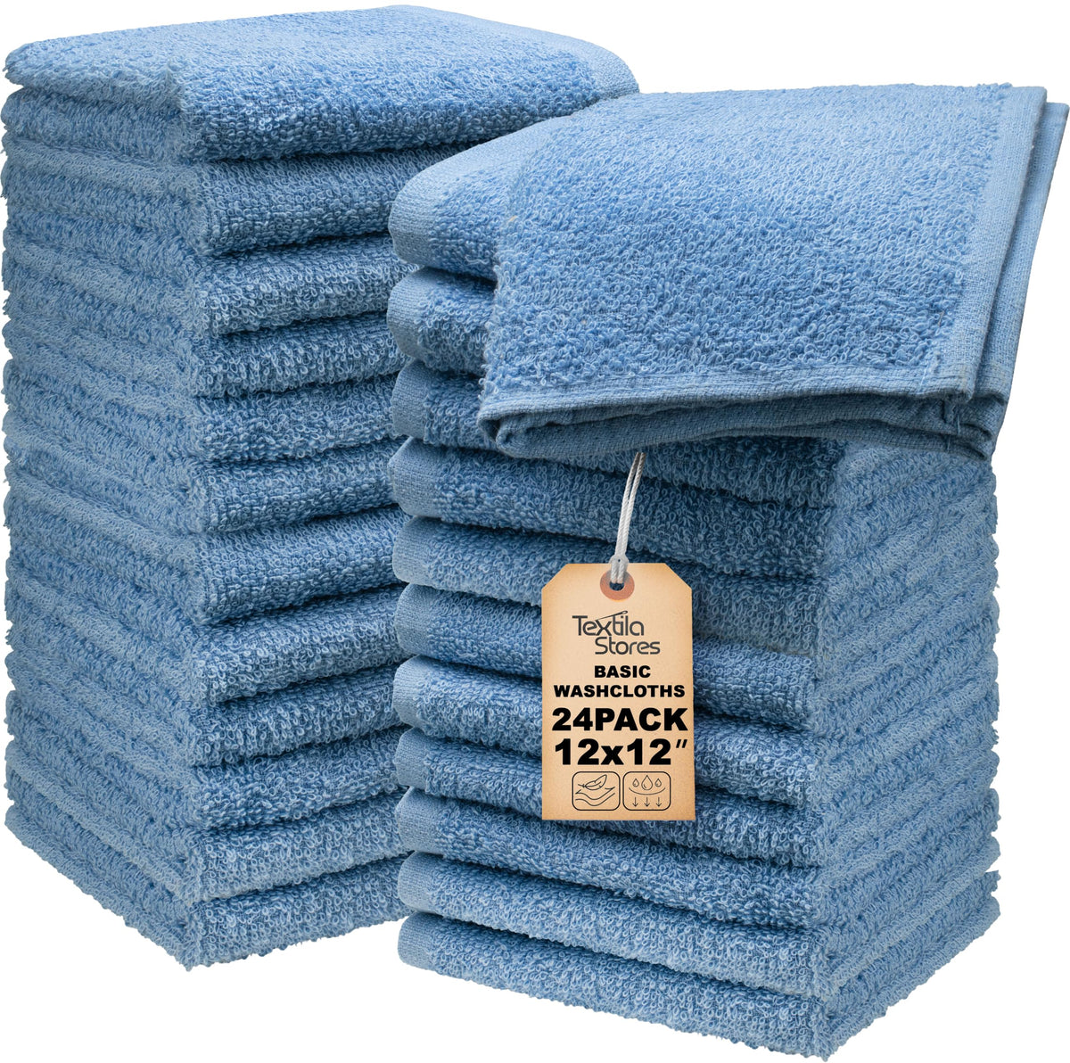 Basic Hand Towels 16x26 Inches – Pack of 12 – White Color – Soft and Absorbent Multipurpose Cotton Towels for Bathroom, Spa, Gym, Salon, Hotel, and Everyday Use