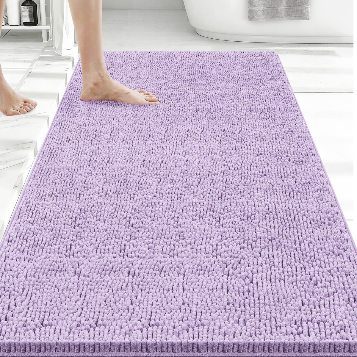 Bcoimo Small Bath Rug Mat,Sage Chenille High Absorbent Bathroom Floor Mats