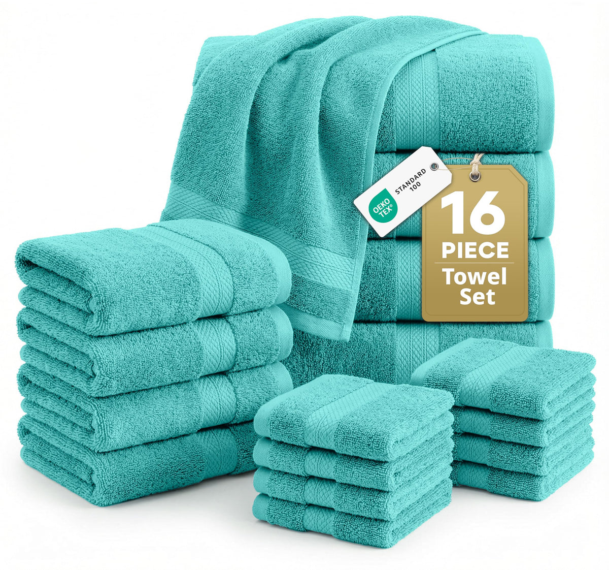 LANE LINEN Bath Towel Set Absorbent Quick Dry 100% Cotton 6 Piece - Navy