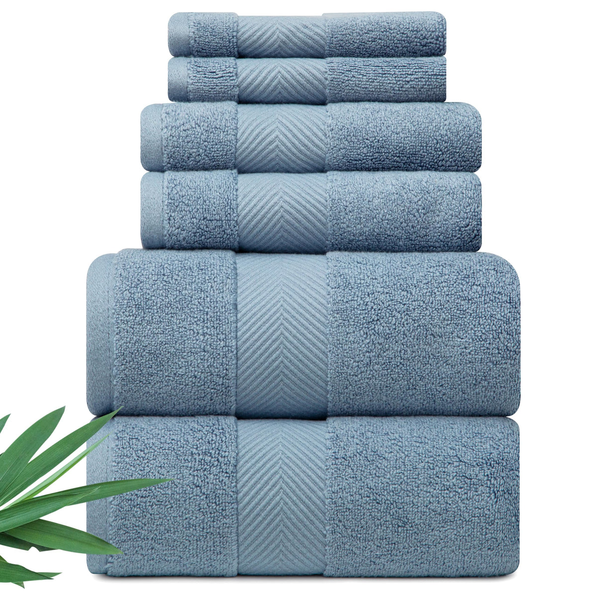 Alusa Home Ultra Soft & Plush Viscose from Bamboo Bath Towels - 700 GSM Luxury Bath Towels - 6 Piece Set - Super Absorbent & Quick Drying (Eucalyptus Green)