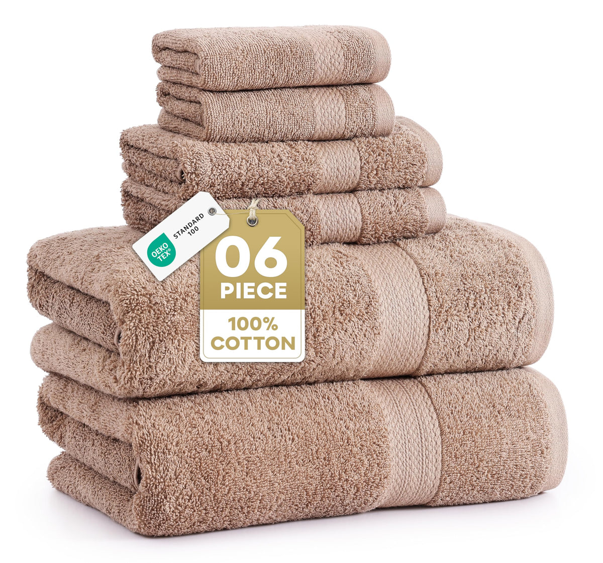 LANE LINEN Bath Towel Set Absorbent Quick Dry 100% Cotton 6 Piece - Navy