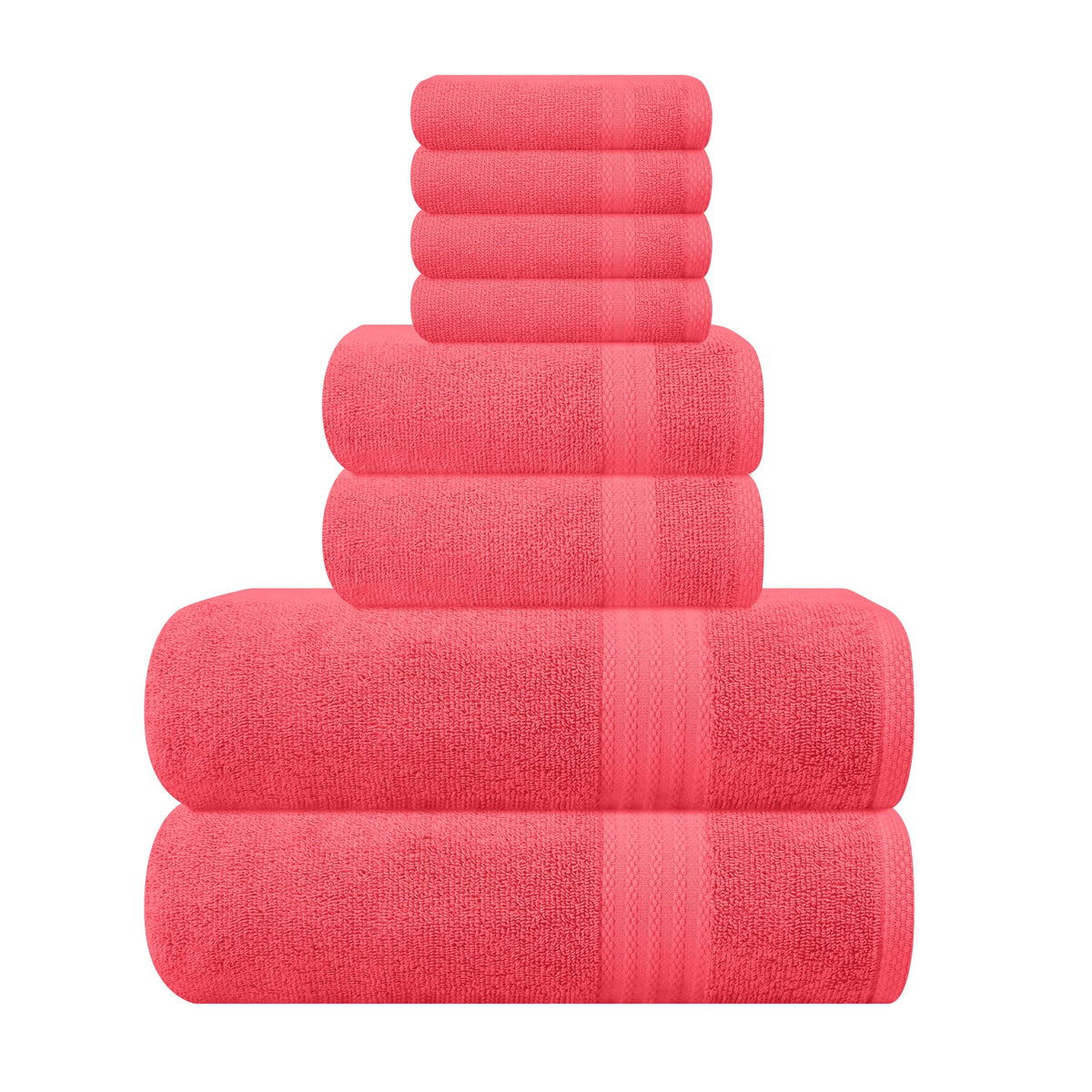 GLAMBURG Ultra Soft 8-Piece Towel Set - 100% Pure Ringspun Cotton, Contains 2 Oversized Bath Towels 27x54, 2 Hand Towels 16x28, 4 Wash Cloths 13x13 - Ideal for Everyday use, Hotel & Spa - Black