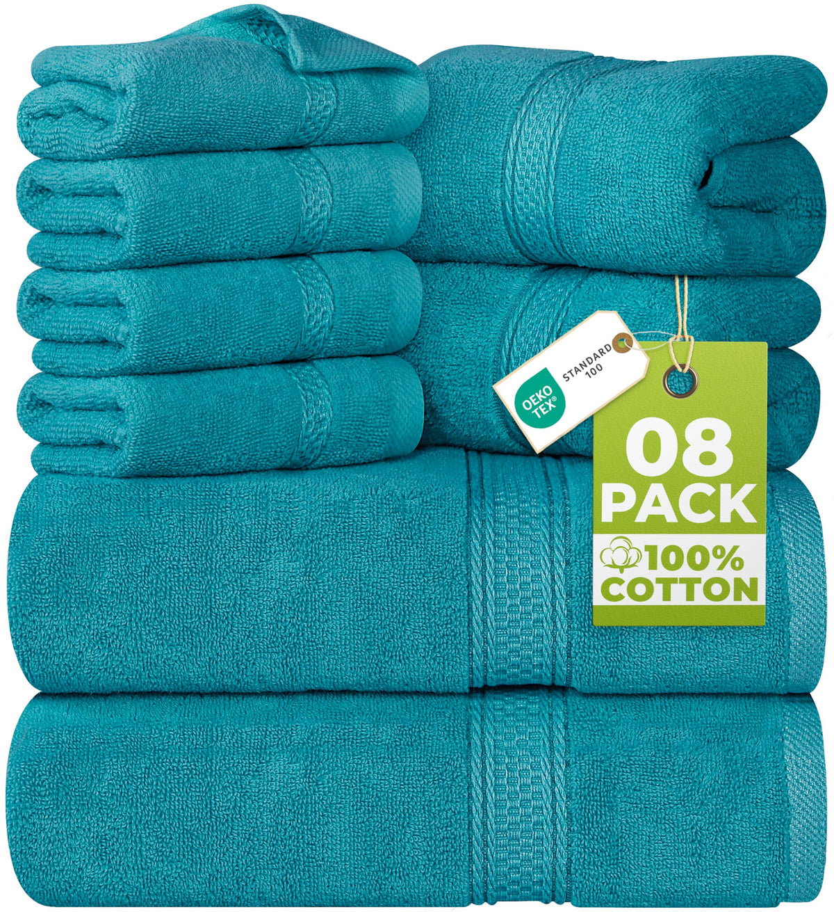 Utopia Towels 8 Piece Majestic Plush Luxury Towel Set, Cotton, Grey