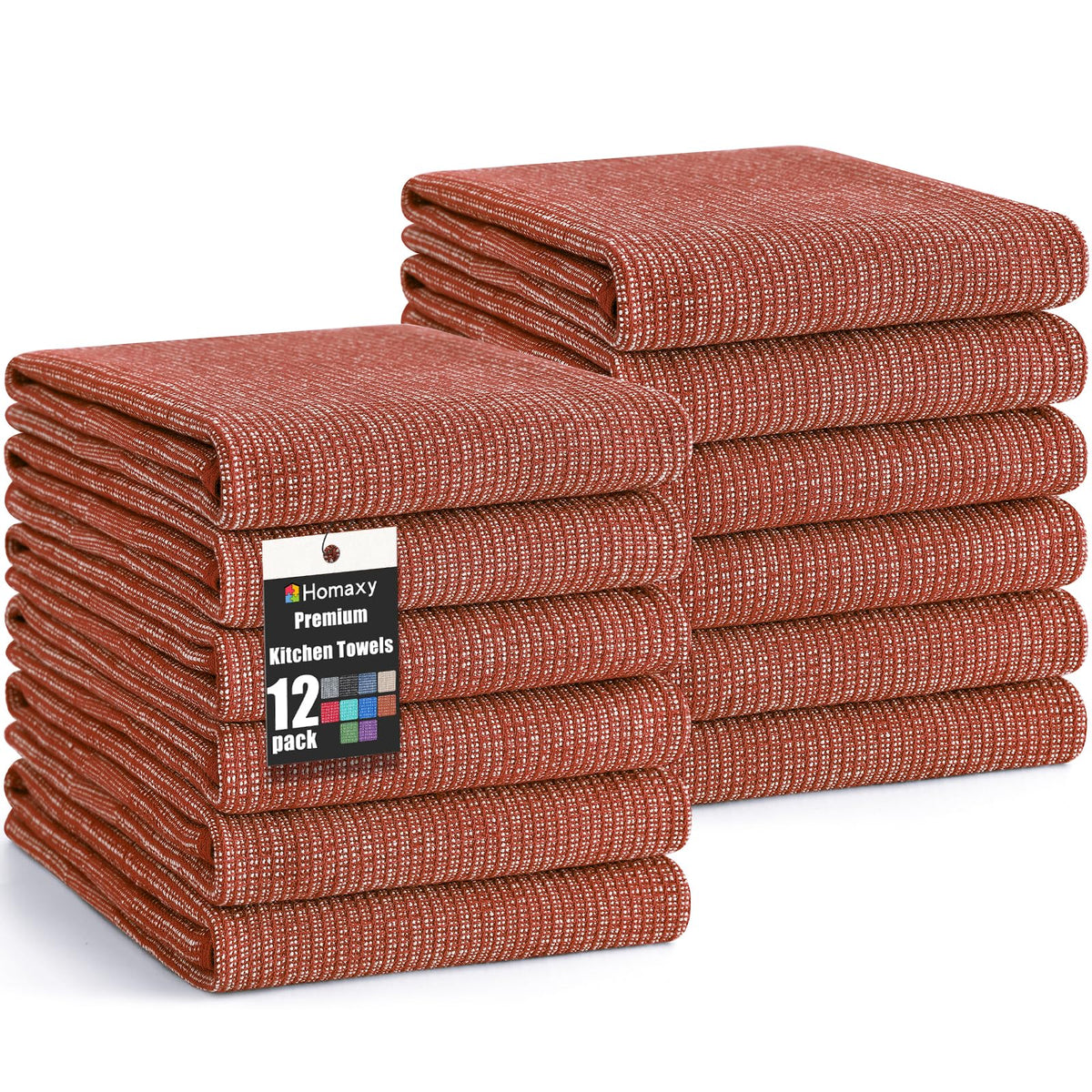 Homaxy 380 GSM Cotton Premium Kitchen Towels 6 Pack, 18"x 28", Khaki