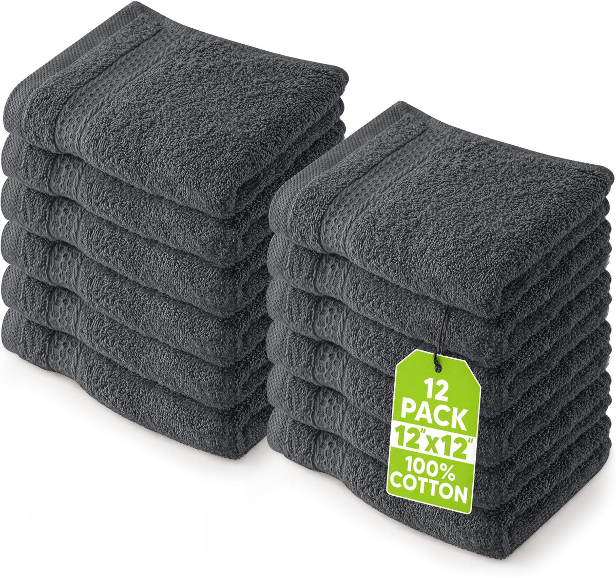 Utopia Towels 12 Pack Premium Wash Cloths, 12x12 in, 100% Cotton, White