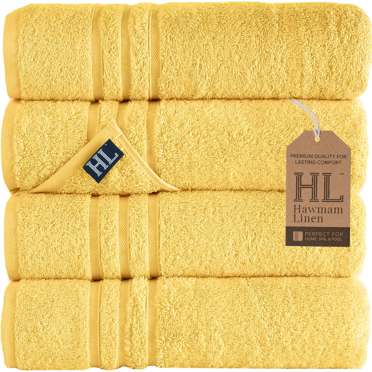 Hawmam Linen White Bath Towels 4 Pack 27 x 54 Inches 100% Turkish Cotton Soft Lightweight and Highly Absorbent Quick Drying Towels, Premium Quality Perfect for Daily Use