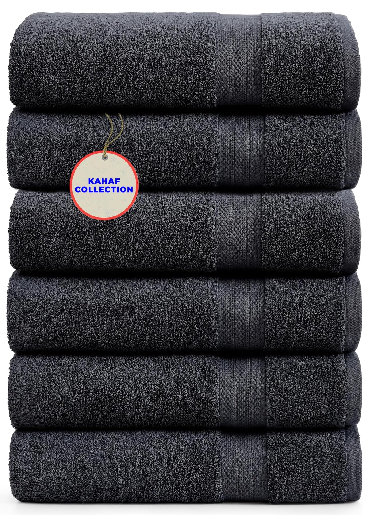 KAHAF COLLECTION 100% Cotton Bath Towel Set, White 24x48 Pack of 6 Towels, Quick Dry, Highly Absorbent, Soft Feel Towel, Gym, Spa, Bathroom, Shower, Pool, Luxury Soft Towels Light-Weight