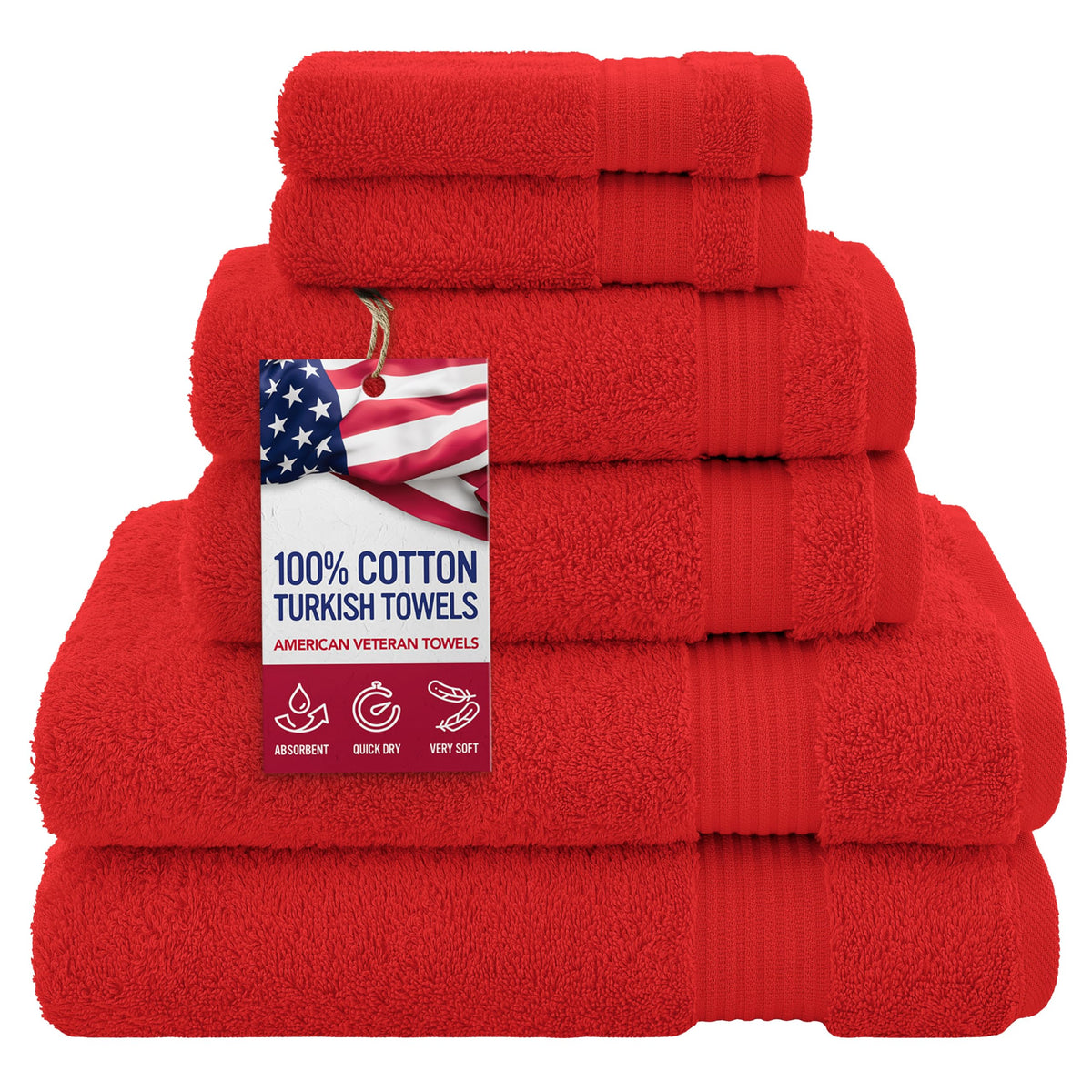American Veteran Towel, 100% Cotton Turkish Bath Towels for Bathroom 4 Pack, 27x54 Extra Large Premium Soft Drying Bathroom Towels, Navy Blue