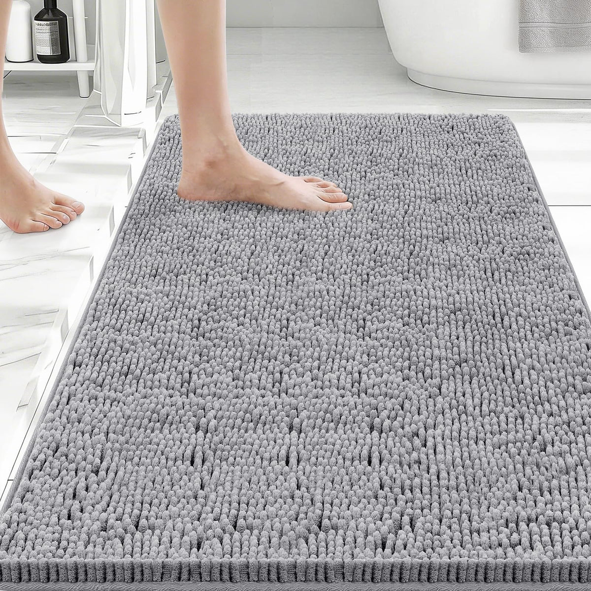 Bcoimo Small Bath Rug Mat,Sage Chenille High Absorbent Bathroom Floor Mats
